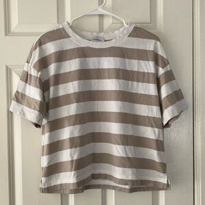 Evereve Striped Tan and White T-Shirt